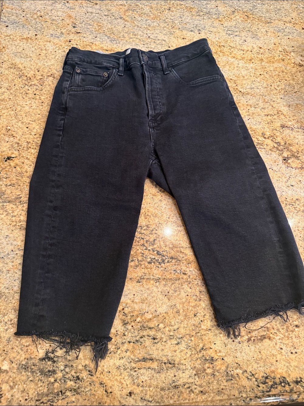 Agolde Black Washed Denim Shorts